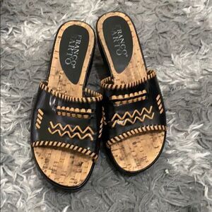 Franco Sarto cork wedged sandals leather upper size 7.5